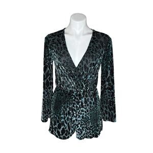 URBAN OUTFITTERS Velvet Animal Print Long Sleeve Romper Size Small